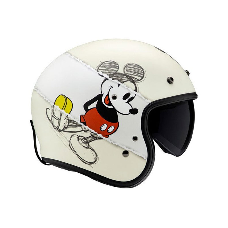 Casque Moto Ouvert HJC V31 Disney Mickey Sketch MC1SF Blanc-Noir