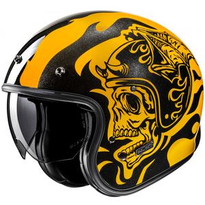 Casque moto ouvert HJC V31 Flame MC3 jaune-noir