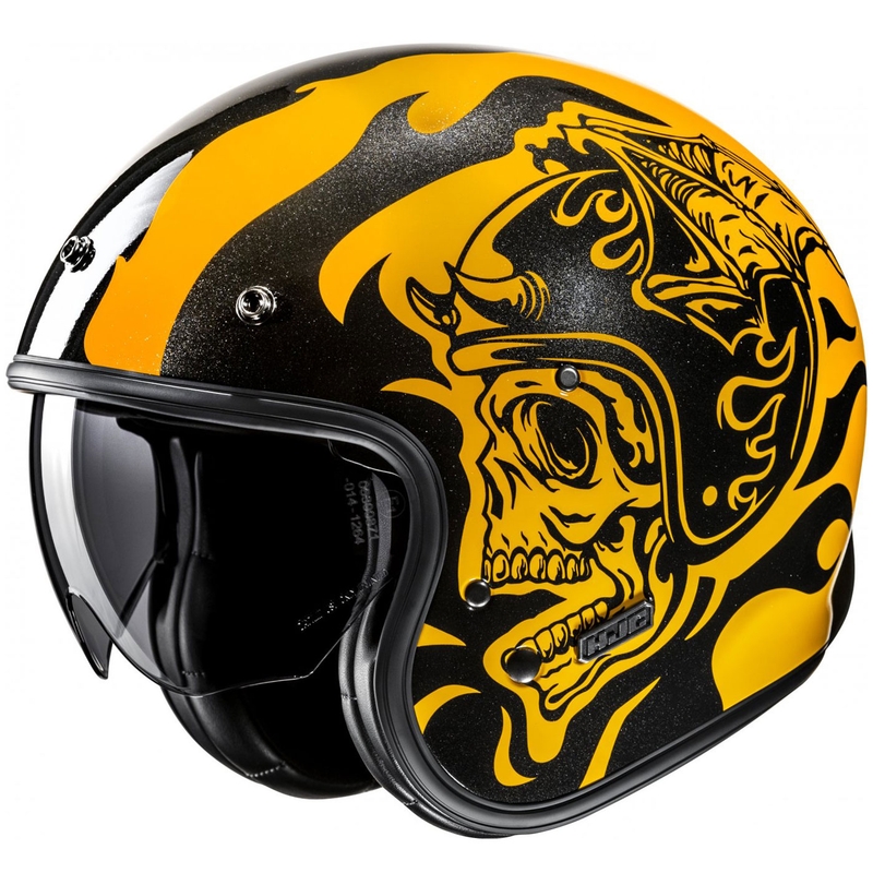 Casque moto ouvert HJC V31 Flame MC3 jaune-noir