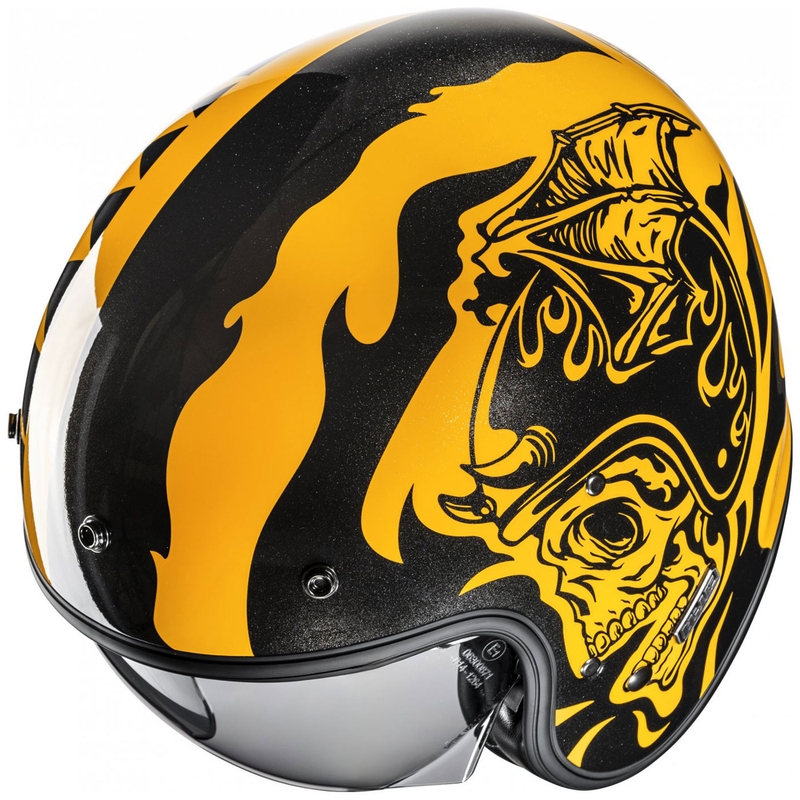 Casque moto ouvert HJC V31 Flame MC3 jaune-noir