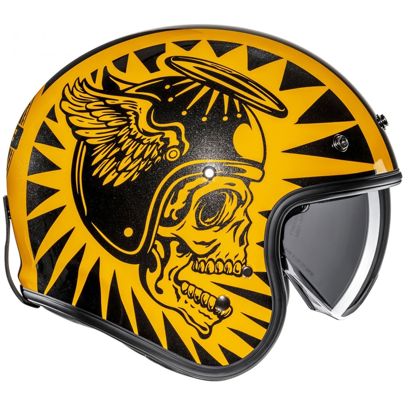 Casque moto ouvert HJC V31 Flame MC3 jaune-noir