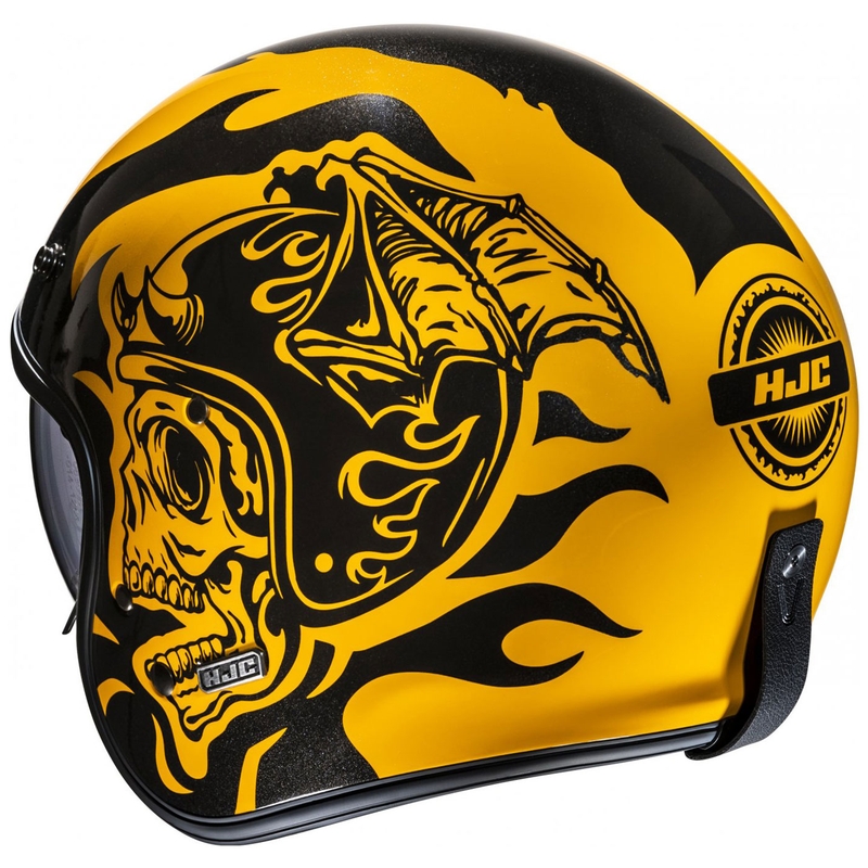 Casque moto ouvert HJC V31 Flame MC3 jaune-noir