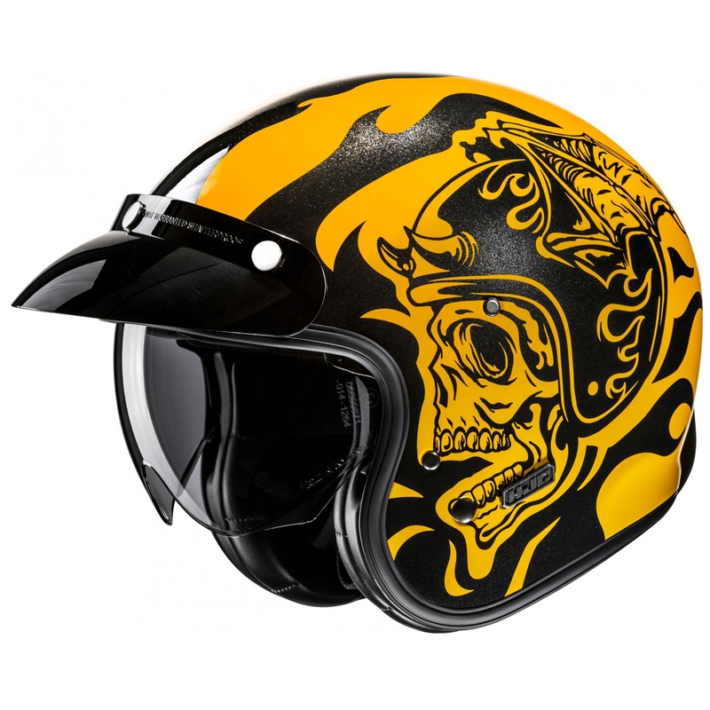 Casque moto ouvert HJC V31 Flame MC3 jaune-noir