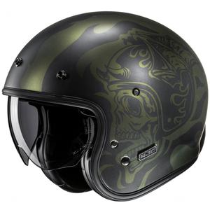 Casque moto ouvert HJC V31 Flame MC4SF noir-vert