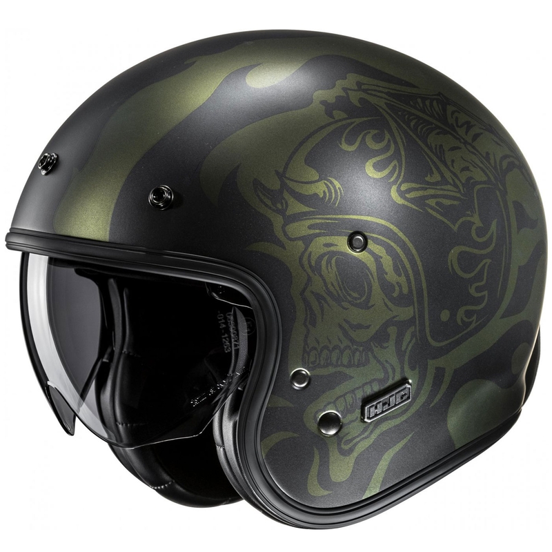 Casque moto ouvert HJC V31 Flame MC4SF noir-vert