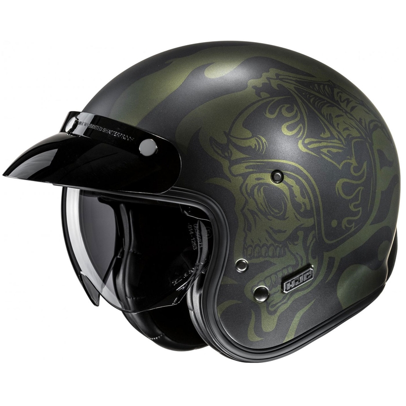 Casque moto ouvert HJC V31 Flame MC4SF noir-vert