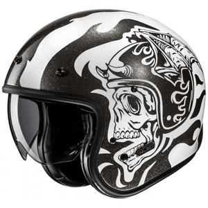 Casque moto ouvert HJC V31 Flame MC5 noir-blanc