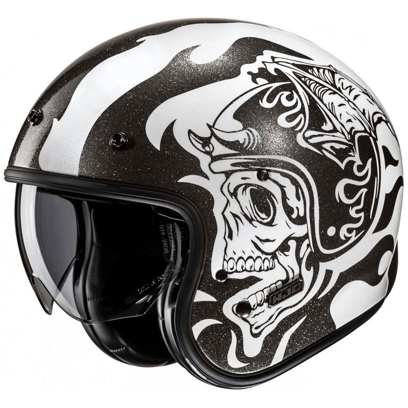 Casque moto ouvert HJC V31 Flame MC5 noir-blanc