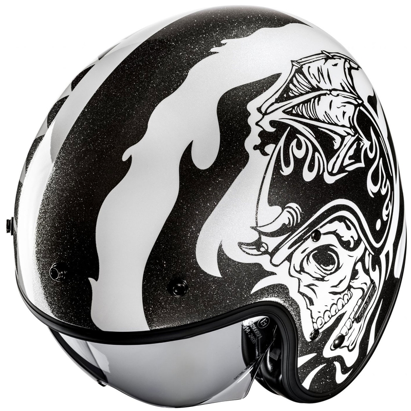 Casque moto ouvert HJC V31 Flame MC5 noir-blanc
