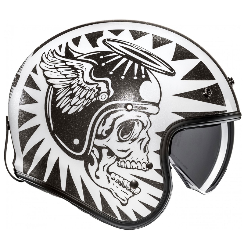 Casque moto ouvert HJC V31 Flame MC5 noir-blanc