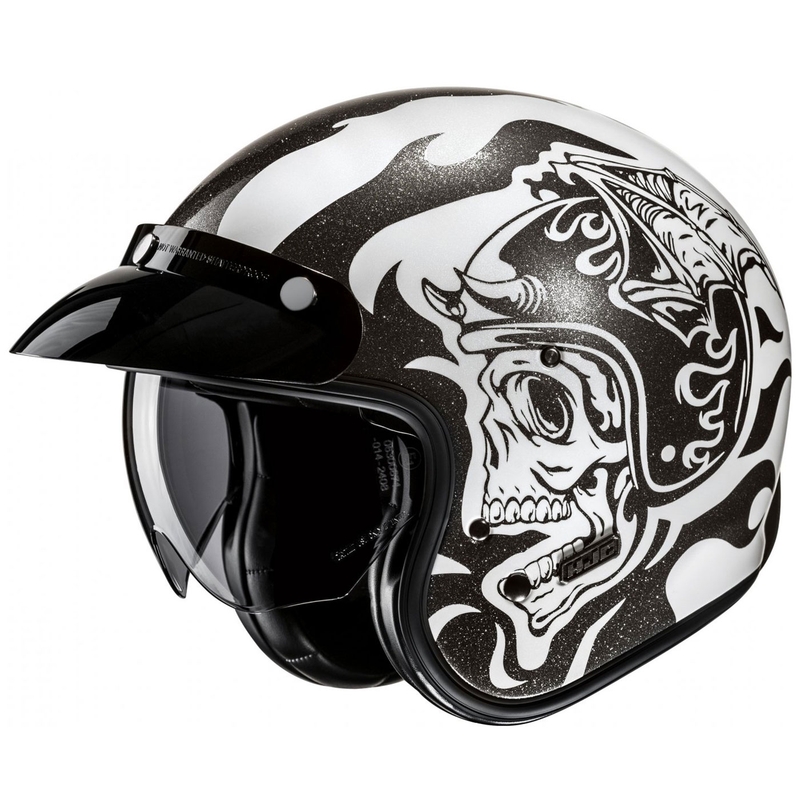 Casque moto ouvert HJC V31 Flame MC5 noir-blanc