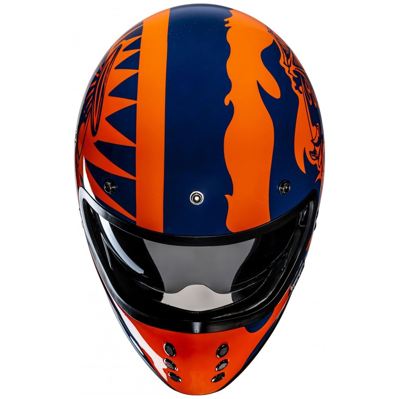Casque moto intégral HJC V60 Flame MC27 orange-bleu