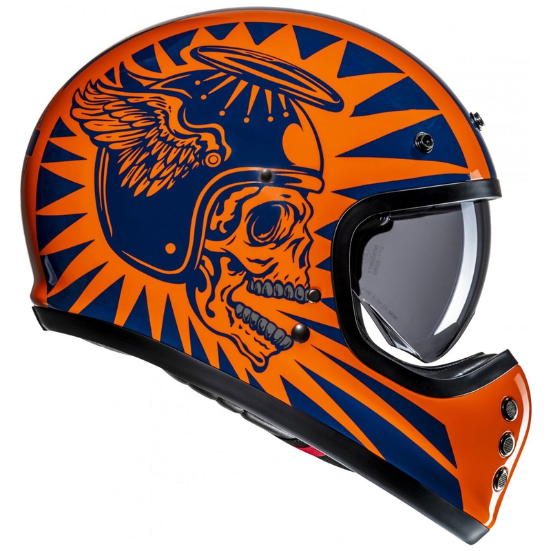Casque moto intégral HJC V60 Flame MC27 orange-bleu
