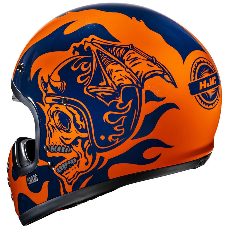 Casque moto intégral HJC V60 Flame MC27 orange-bleu