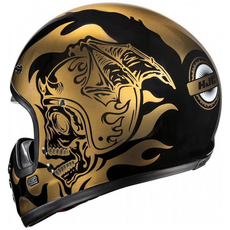 Casque moto intégral HJC V60 Flame MC9 or-noir