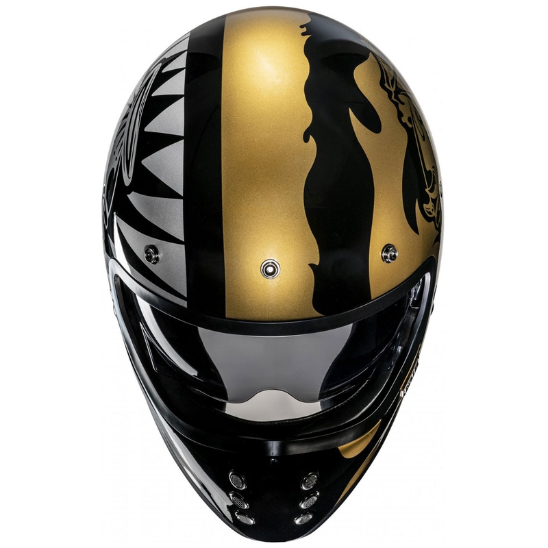 Casque moto intégral HJC V60 Flame MC9 or-noir