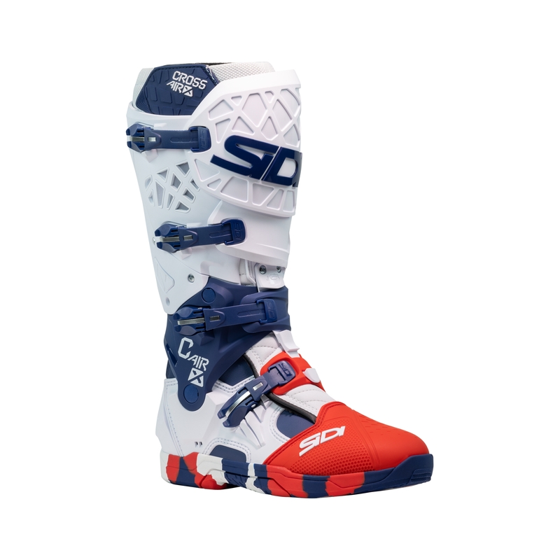 Bottes moto SiDi Crossair X blanc-bleu-rouge