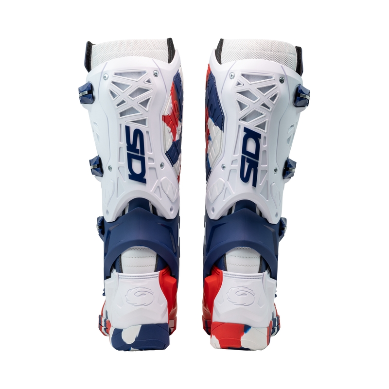 Bottes moto SiDi Crossair X blanc-bleu-rouge