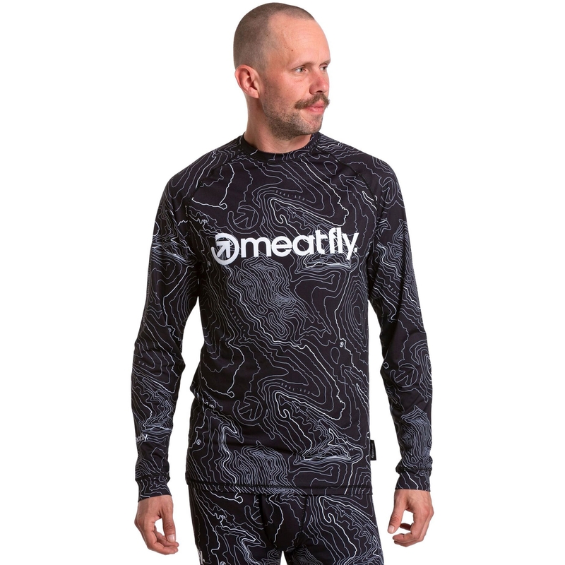 T-shirt thermique homme Meatfly Avery noir-blanc