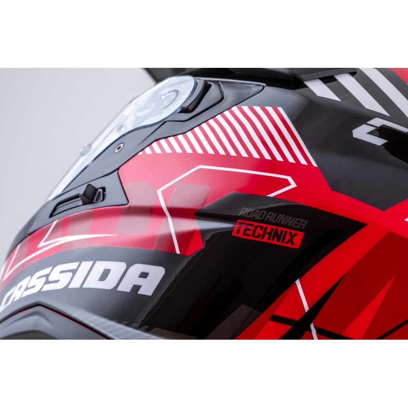 Casque enduro Cassida Road Runner TechniX rouge-noir-blanc-gris