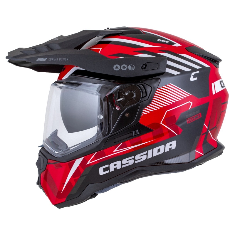 Casque enduro Cassida Road Runner TechniX rouge-noir-blanc-gris