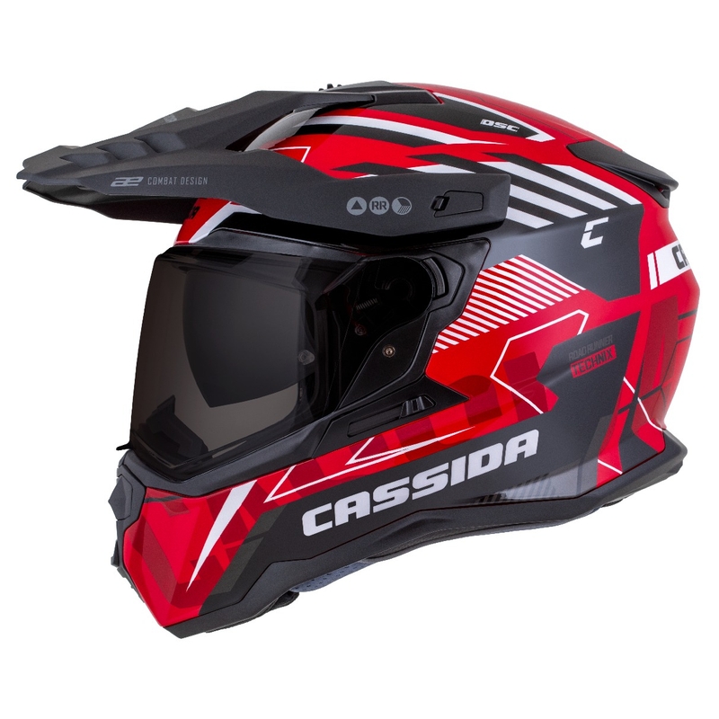 Casque enduro Cassida Road Runner TechniX rouge-noir-blanc-gris