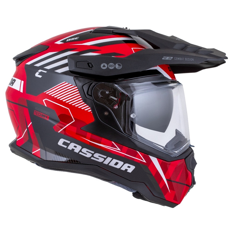 Casque enduro Cassida Road Runner TechniX rouge-noir-blanc-gris
