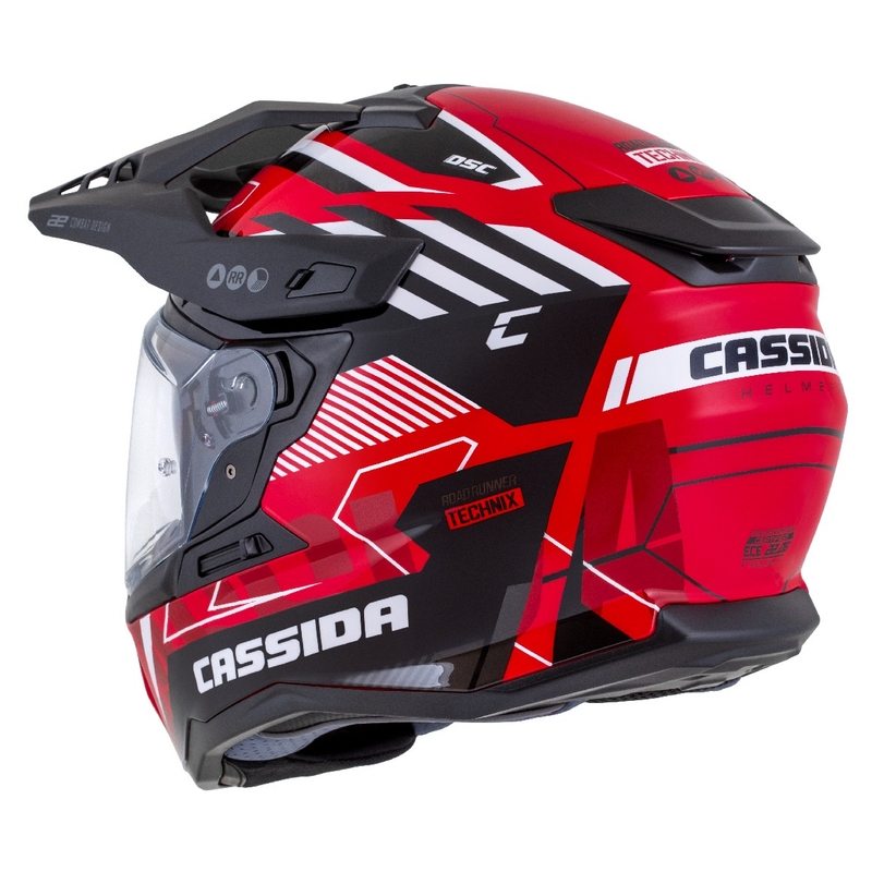 Casque enduro Cassida Road Runner TechniX rouge-noir-blanc-gris