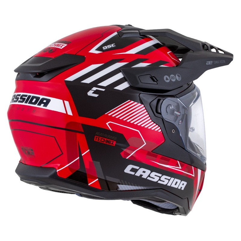 Casque enduro Cassida Road Runner TechniX rouge-noir-blanc-gris