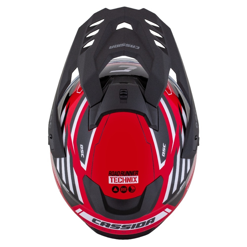 Casque enduro Cassida Road Runner TechniX rouge-noir-blanc-gris