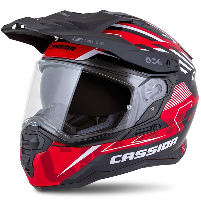 Casque enduro Cassida Road Runner TechniX rouge-noir-blanc-gris