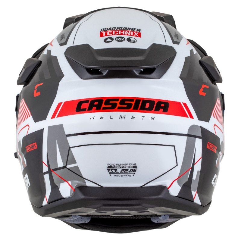 Casque enduro Cassida Road Runner TechniX blanc-noir-rouge-gris