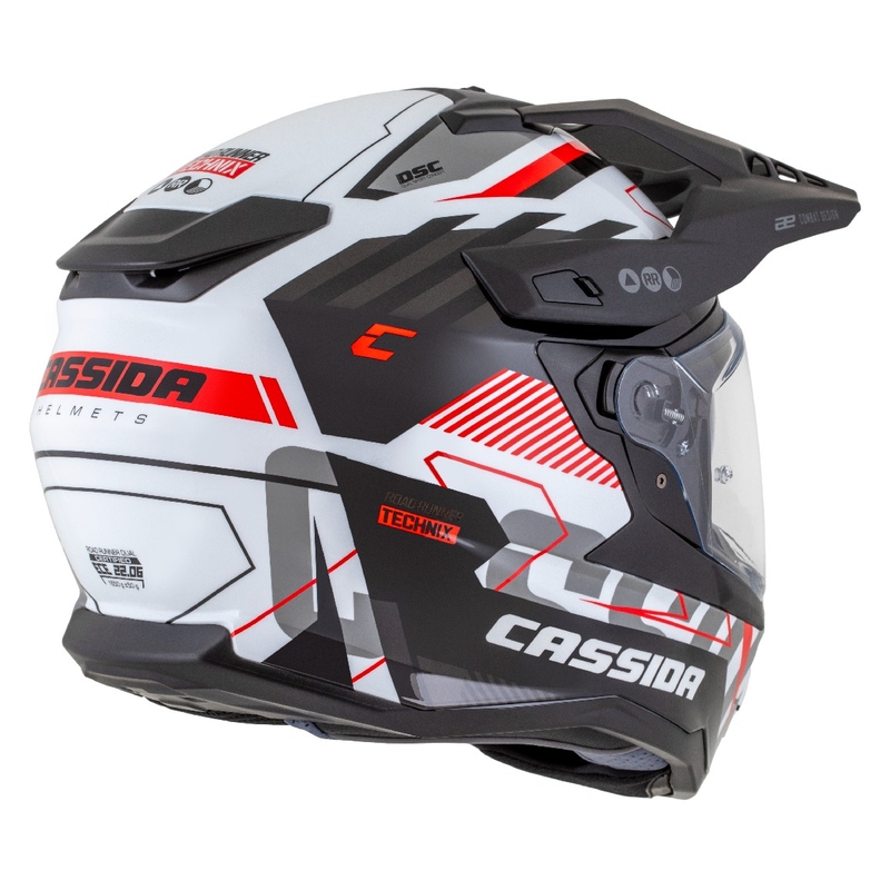 Casque enduro Cassida Road Runner TechniX blanc-noir-rouge-gris