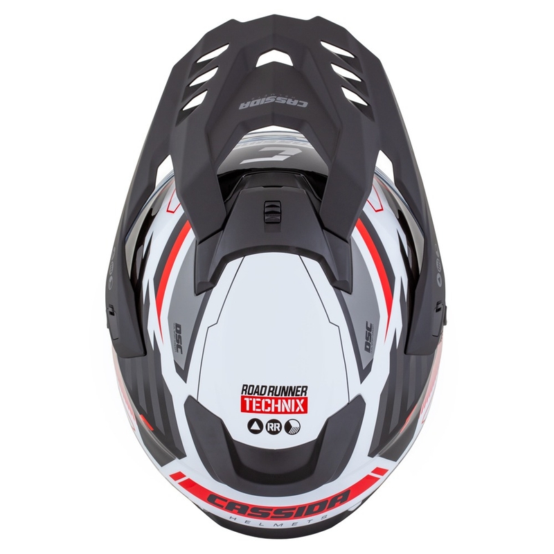 Casque enduro Cassida Road Runner TechniX blanc-noir-rouge-gris