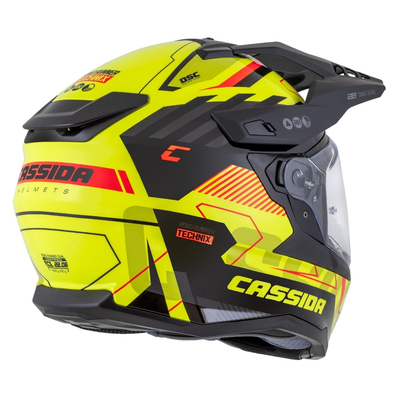 Casque enduro Cassida Road Runner TechniX jaune fluo-noir-orange-gris