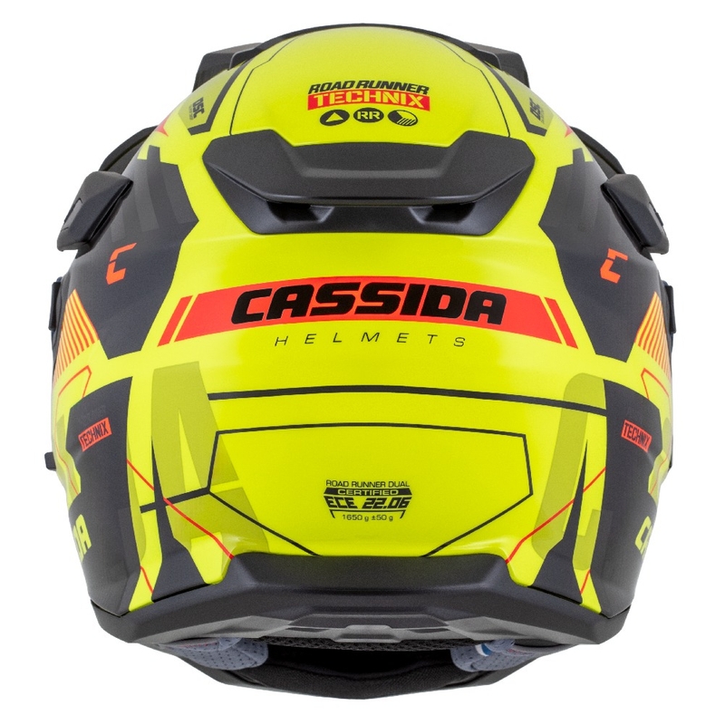 Casque enduro Cassida Road Runner TechniX jaune fluo-noir-orange-gris