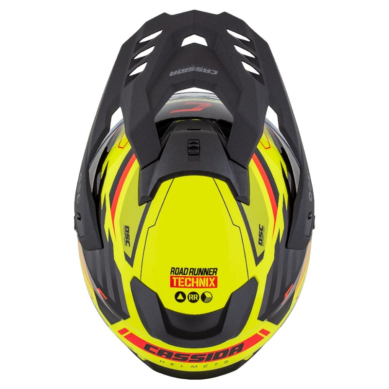 Casque enduro Cassida Road Runner TechniX jaune fluo-noir-orange-gris
