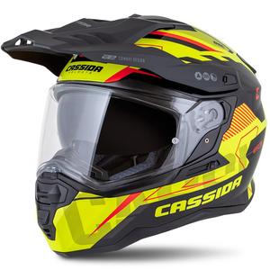 Casque enduro Cassida Road Runner TechniX jaune fluo-noir-orange-gris