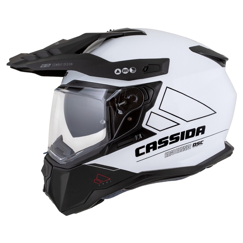 Casque Enduro Cassida Road Runner Dual blanc-noir