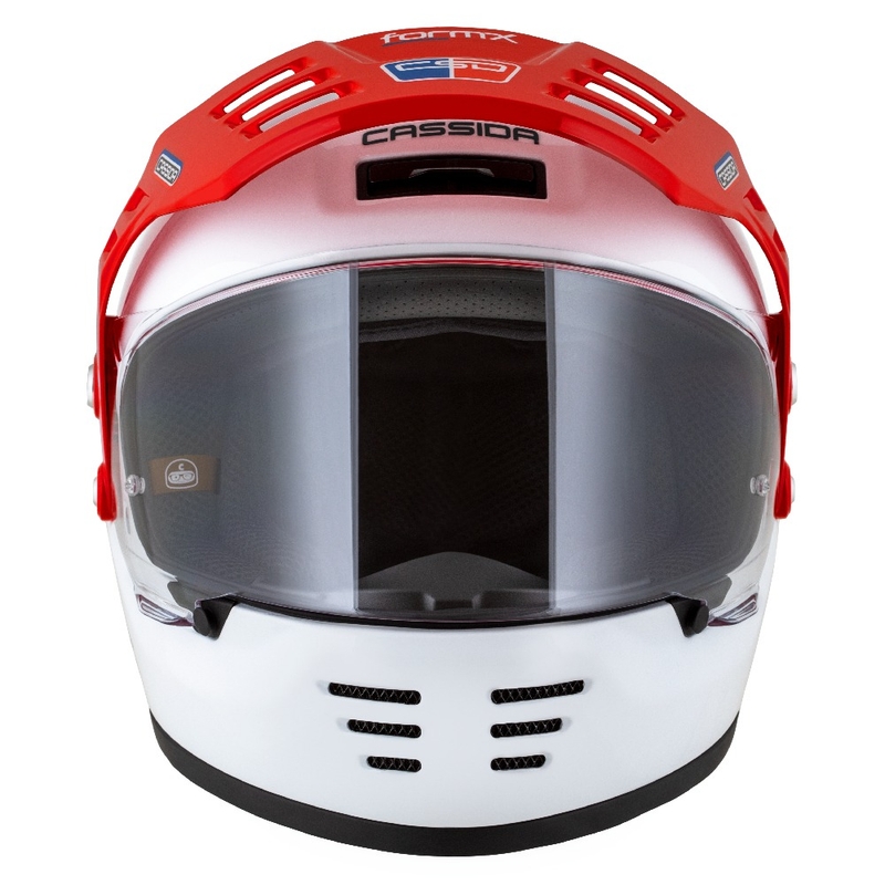 Casque enduro Cassida FormX FlatOut blanc-bleu-rouge