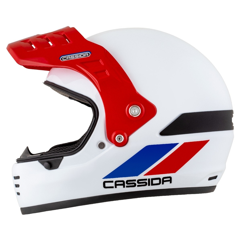 Casque enduro Cassida FormX FlatOut blanc-bleu-rouge