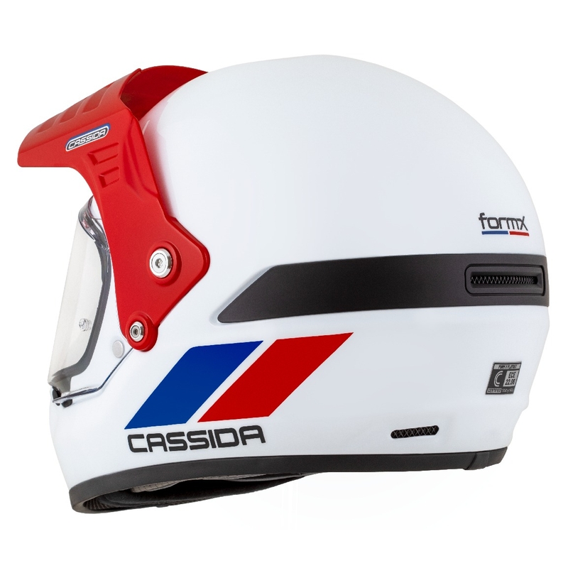 Casque enduro Cassida FormX FlatOut blanc-bleu-rouge