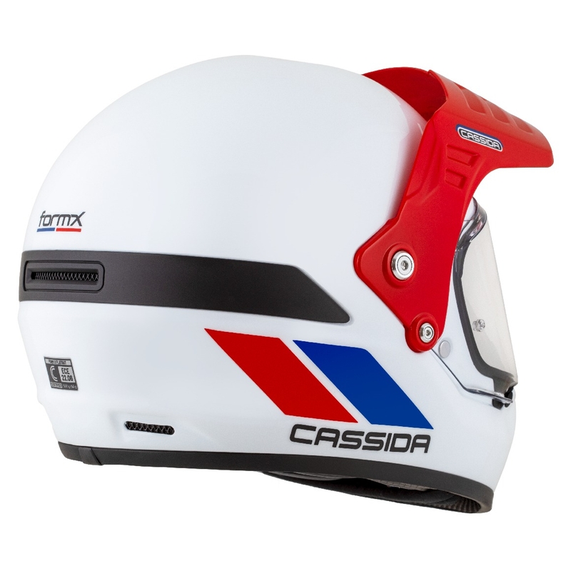 Casque enduro Cassida FormX FlatOut blanc-bleu-rouge
