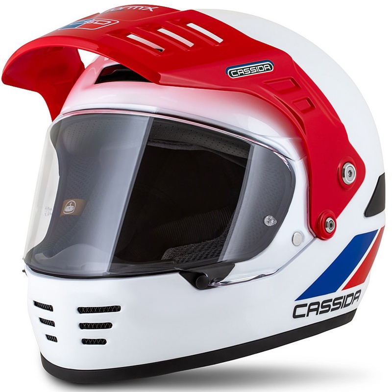 Casque enduro Cassida FormX FlatOut blanc-bleu-rouge