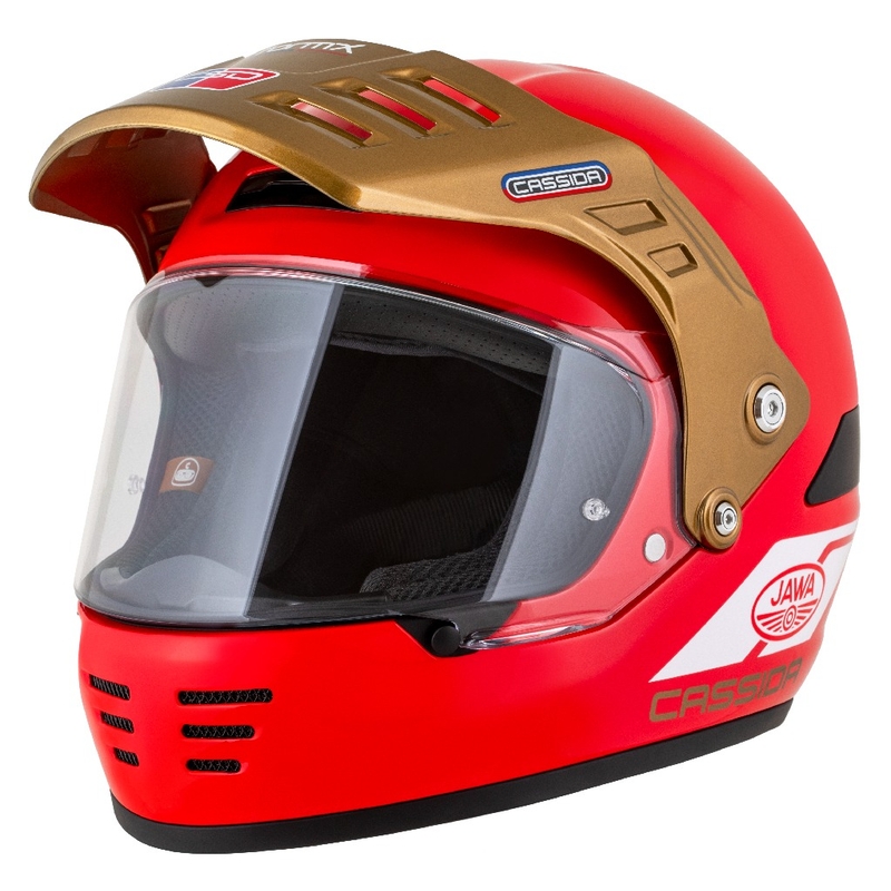 Casque enduro Cassida FormX Jawa RotaX rouge-blanc-or
