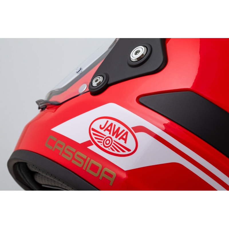 Casque enduro Cassida FormX Jawa RotaX rouge-blanc-or