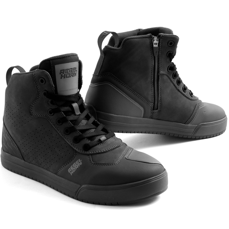 Bottes de moto en cuir noir Rebelhorn Spike