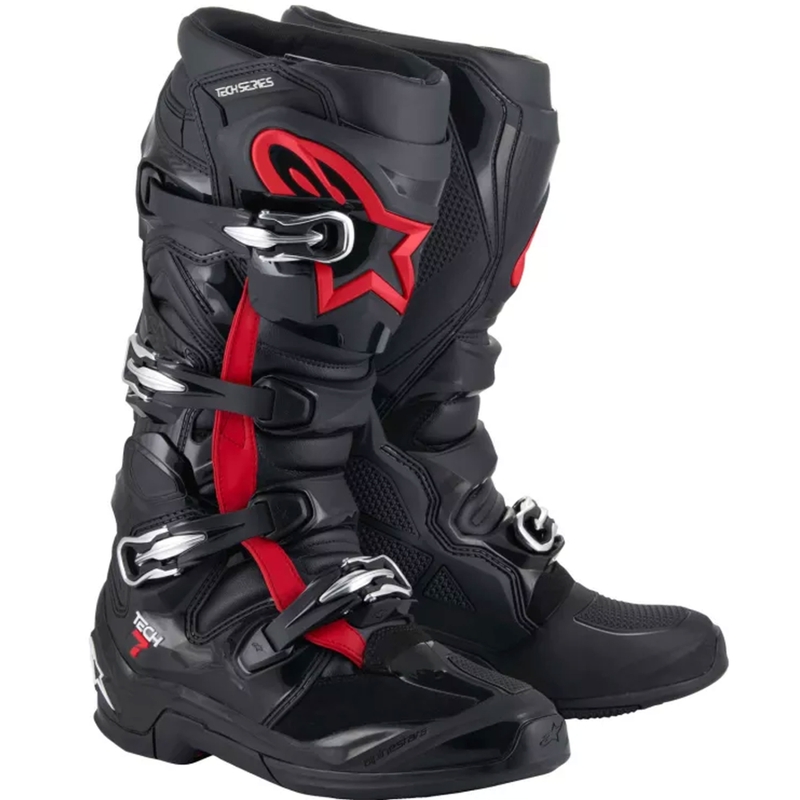 Bottes motocross Alpinestars TECH 7 noir-rouge fluo