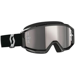 Lunettes de motocross SCOTT Primal CH noir-blanc avec plexiglas chrome argent