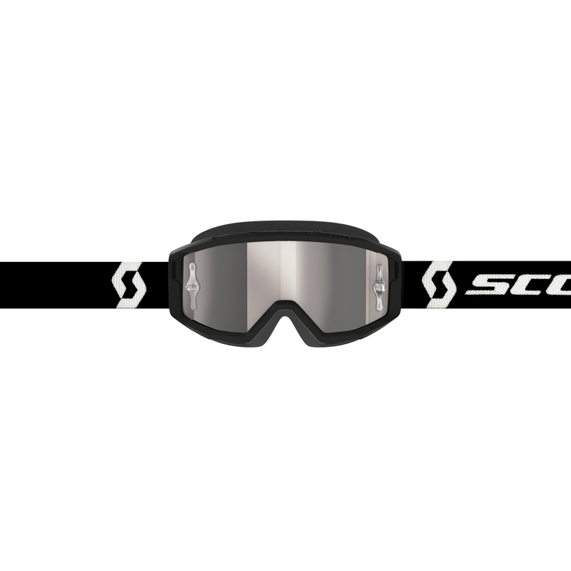 Lunettes de motocross SCOTT Primal CH noir-blanc avec plexiglas chrome argent